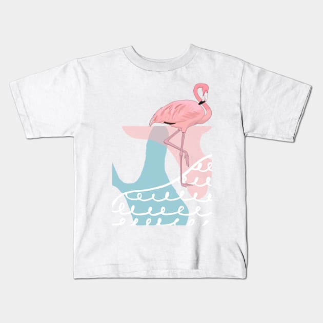 Flamingo Retro Florida Beach Kids T-Shirt by TammyWinandArt